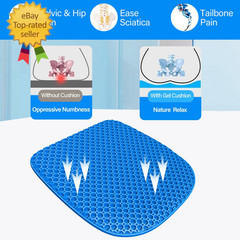 Large Gel Seat Cushion for Long Sitting with Non-Slip Cover,Soft & Breathable