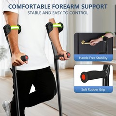 Forearm Crutches for Adults –Heavy-Duty Aluminum Arm double, Black(x2)