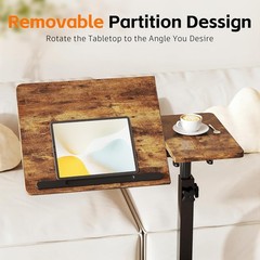 Adjustable Overbed Bedside Table with Wheels Hospital Bed Table Portable Comp…