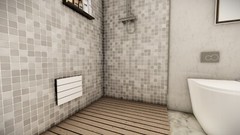 Natural Solid Wood Folding Shower Seat Wall Mounted Bath Stool Shower Bench