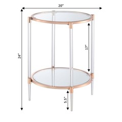 Convenience Concepts Royal Crest 2 Tier Acrylic Glass End Table Rose Gold/Glass