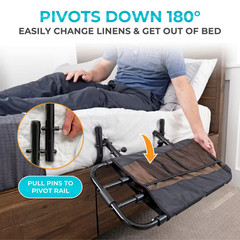 26 In. to 42 In. EZ Adjustable Bed Rail with Swing-Down Safety Railing and Pouch