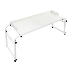 Height Adjustable Overbed Table, Overbed Table with Wheels, Over Bed Desk White