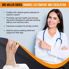 Doc Miller Open Toe Compression Socks 30-40 mmHg for Women & Medium, Beige