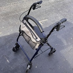 Probasics 4-Wheel Rollator Walker with Padded Seat, Backrest & Storage Bag Blue