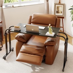 Mobile OverBed Recliner Table – Adjustable Height & Length, Stable Laptop Tra…