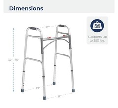 Drive Medical 10200-1 Deluxe 2-Button Folding Walker, Silver Brand New
