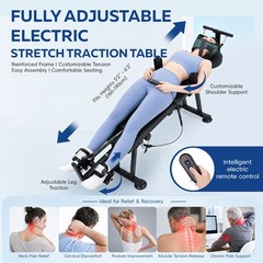 Full Body Traction Table, 35W Electric Lumbar Traction Bed,Therapy Bench