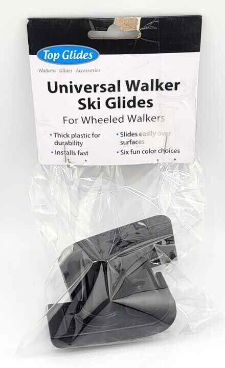 New! 1 Pair Black Top Glides FlexFit Universal Walker Ski Glides – B24 FREE SHIP