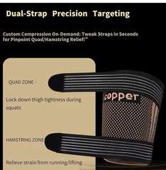 Hamstring Compression Thigh Sleeves with Adjustable Straps-Copper Infused-XXL