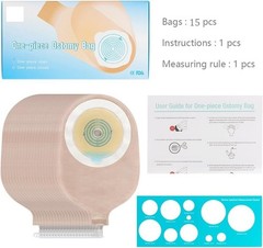 15PCS One-Piece Urostomy Bag Drainable Pouches with Measure Card,Cutting Tool…