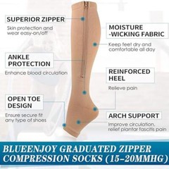 Gradient Outdoor Sports Zipper Compression Anti Embolism Stocking Support Socks