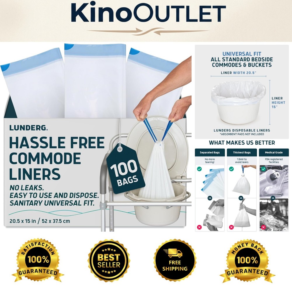 Value Pack Commode Liners – 100 Heavy Duty Disposable Bags, Leak-Resistant