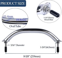 8″ Boat Grab Bar 316 Stainless Steel Polished Grab Handle Handrail Hardware M…