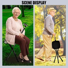 Portable Folding Walking Stick with Seat – 440 lbs Capacity & Adjustable Height