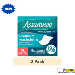 Assurance Premium Disposable Washcloths Pre-Moistened Body Wipes, XL, 192 Count