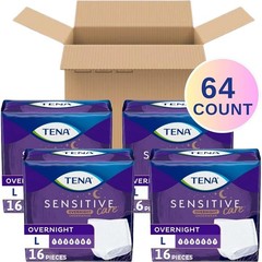 TENA Sensitive Care Overnight Incontinence Underwear for Women, Large, 64 Count