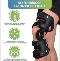 Komzer OA Unloader Knee Brace Adjustable Medical Grade Universal Left Black