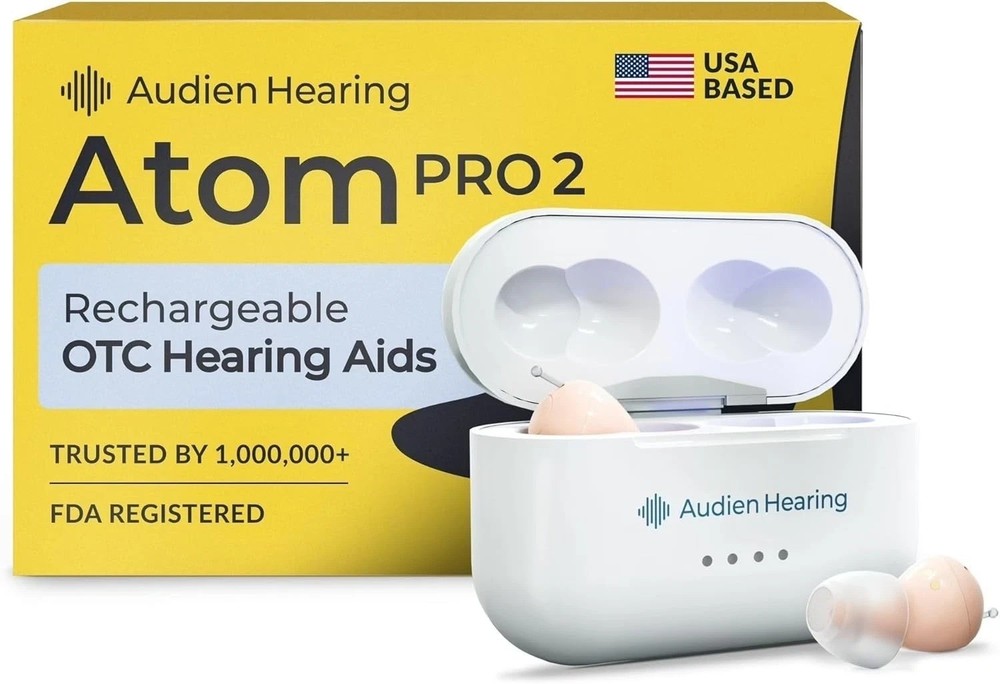 Audien Atom Pro 2 ITE Rechargeable OTC Hearing Aid Certified Refurbished