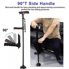 1* Lightweight Foldable Walking Cane W/360° Non-Slip Base&Emergency Alarm