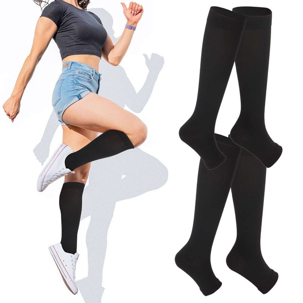 Compression Socks Leg Support Stockings Womens Mens 15-20 mmHG Open Toe XXL