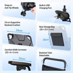 36lb Lightweight Foldable Electric Wheelchair Power Wheelchairs Mobility Scooter