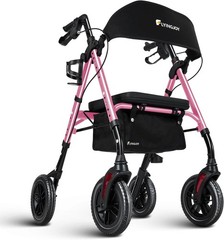 Adjustable Lightweight Rollator with Seat for Seniors – 3-Mode Braking System