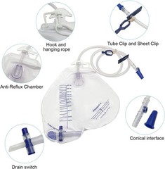 Urinary Drainage Bag with Anti-Reflux Chamber, Urine 2000 mL…