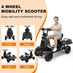 Heavy-Duty 4-Wheel Mobility Scooter 50Km Range 3-Speed 15.5 MPH 220lbs Load