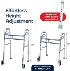 Walker with Wheels, Adjustable Walker, Folding Walker with Arm Support Walker