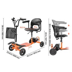 4-Wheel Folding Mobility Scooter for Adults, 265 lbs Load, 48V, 8″ Tires