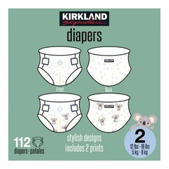 Kirkland Signature Diaper Size 2, 112-count 12-18 lb/5-8 kg – 1805969 – Open Box