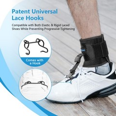 Adjustable AFO Foot Drop Brace for Walking, Zinc Alloy Hook, Elastic Laces, S/M