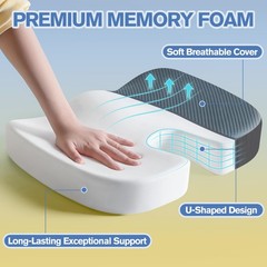 Ergonomic Seat Cushion Memory Foam Hip Pressure Relief NonSlip Large Navy 17.7x