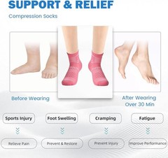IRAMY Ankle Compression Socks for Women Men Plantar Fasciitis Relief 3/5 Pairs