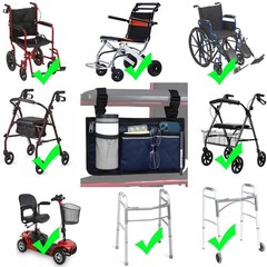 Blue Wheelchair Side Bag Armrest Storage Pouch with Cup Holder Reflective Strip