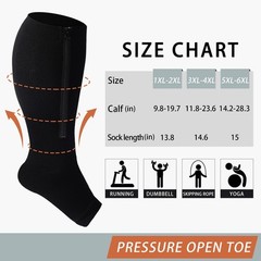 Plus Size Compression Socks for Open Toe 15-20mmHg Wide Calf Knee High Compre…