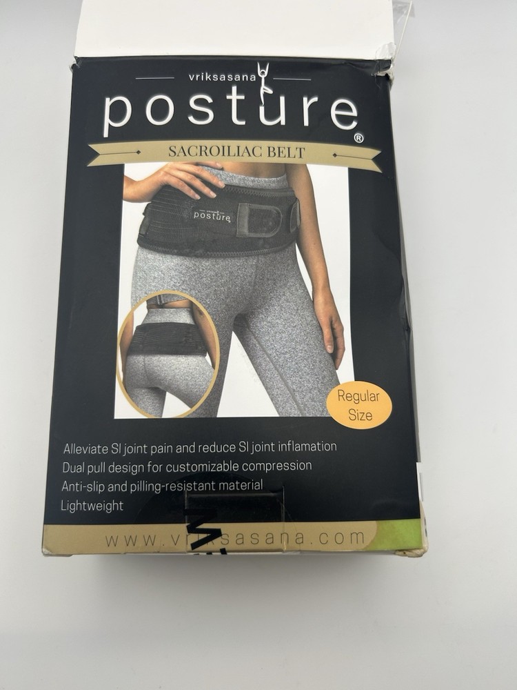 Vriksasana Posture Sacroiliac Belt Regular Size Black Dual Pull Anti-Slip OB