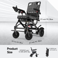 Foldable Power Wheelchair 330lb Capacity 36lb Ultra-light Electric Wheelchair