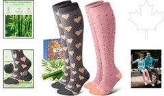 All-Day Comfort Bamboo Compression Socks 2 Pairs – Stylish Knee High 15-20mmHg