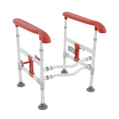 Steel Toilet Safety Rails w/ Fixable Clamp Adjustable Handicap Frame Max.330lbs