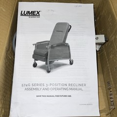 Lumex 574G Three 3 Position Recliner Geri Chair Royal Blue # 574G427 SOLD AS USE