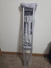 Adjustable Height Adult Standard Underarm Crutches Pair Aluminum Silver/Gray