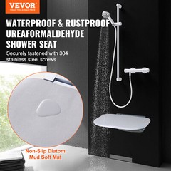VEVOR Folding Shower Seat 13.6“ x 12.8“ Wall Mounted Shower Bench 450 lbs