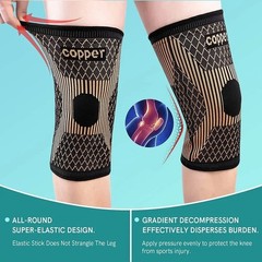 2x Copper Knee Sleeves Silver Compression Brace Support Sport Joint Injury Pain