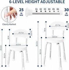 Shower Chair Stool Seat 360° Swivel Elderly Disabled Adjustable 150kg Capacity