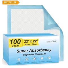 Value Pack: 100 Count 22” x 22” Quick Drying Disposable Pads for Dogs & Adults
