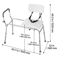 Uimoso Sliding Shower Chair with Cut-Out Seat and Backrest, Supports 400 lbs