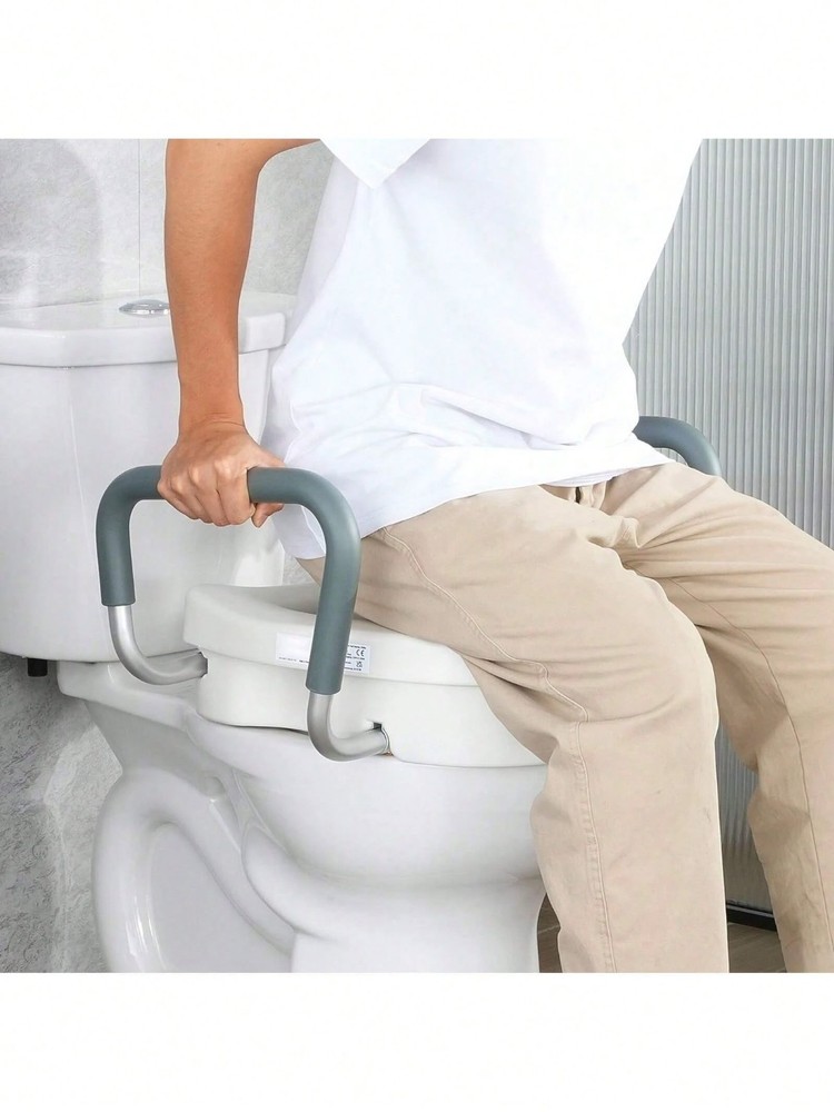 5in Raised Toilet Seat with Padded Arms 350lb Adjustable Width