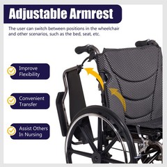 Folding Manual Transport Wheelchair, 20 “ Seat With Front and Rear Locking Hand